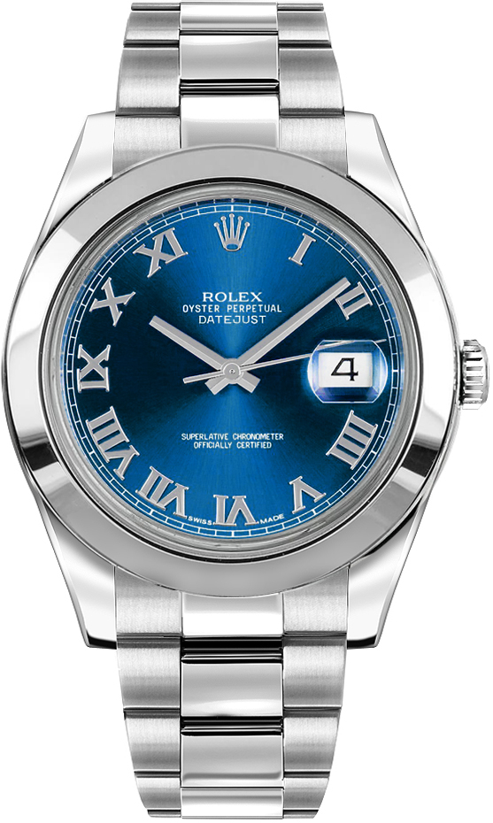 116300 Rolex DateJust II 41 Blue Roman Dial Mens Watch