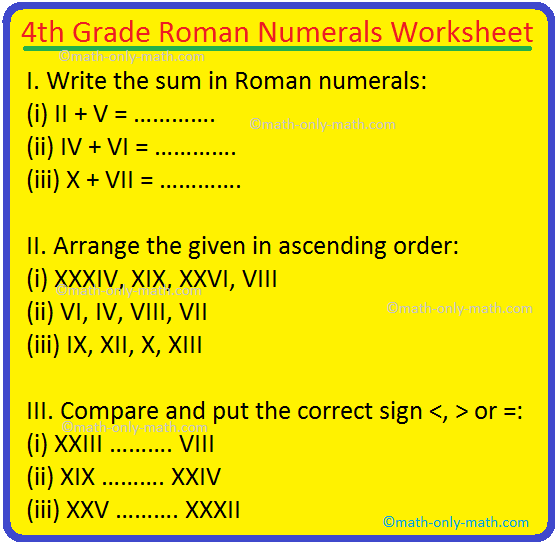 4th Grade Roman Numerals Worksheet Grade 4 Roman Numerals