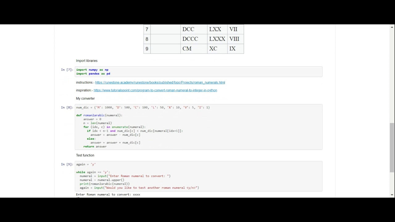 A Short Roman Numeral To Arabic Converter Written In Python YouTube