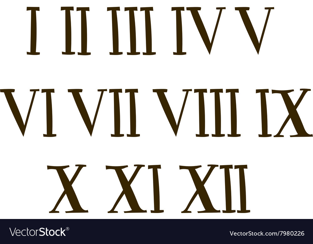 Antique Roman Alphabet Numbers Set Royalty Free Vector Image