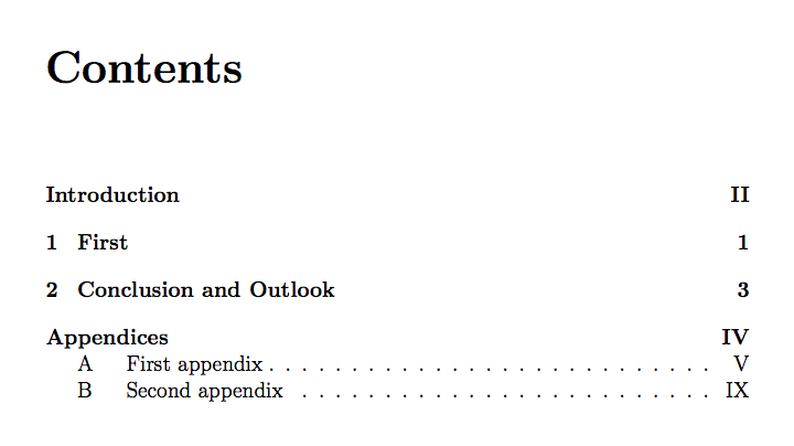 Appendices Appendix Divider Page Roman Numbering TeX LaTeX Stack