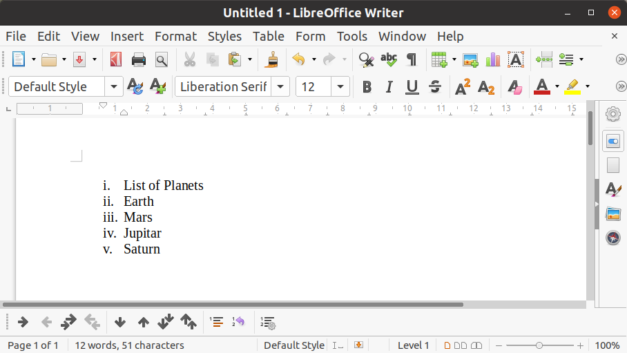 Bulleted And Numbered Lists In LibreOffice Writer