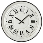 CBK Metal Black And White Enamel Wall Clock With Black Roman Numerals