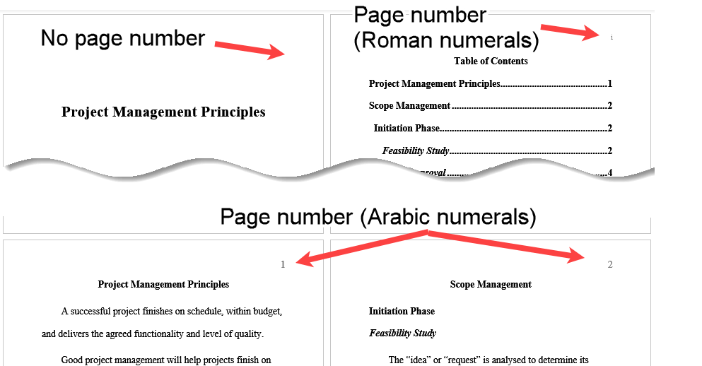 Create A Table Of Contents With Roman Numeral Page Numbers 