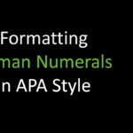 Formatting Roman Numerals In APA Style YouTube