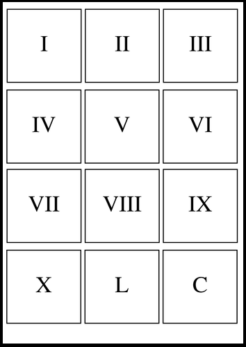 Free Printable Roman Numerals 1 10 Chart Template