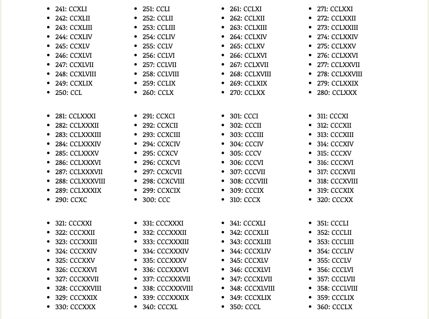 Free Printable Roman Numerals 1 To 1000 Chart