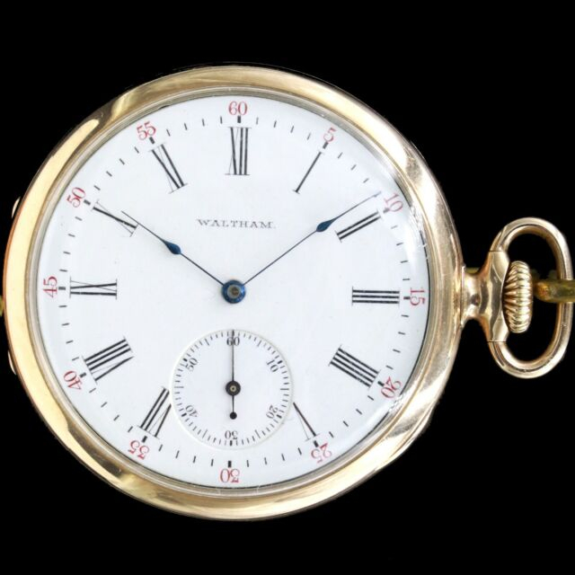 Gold 1901 WALTHAM 15 Jewel Pocket Watch Grade 220 Roman Numerals 12s 