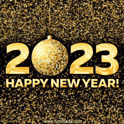 Golden Stardust Effect Happy New Year 2023 GIF Download On Funimada