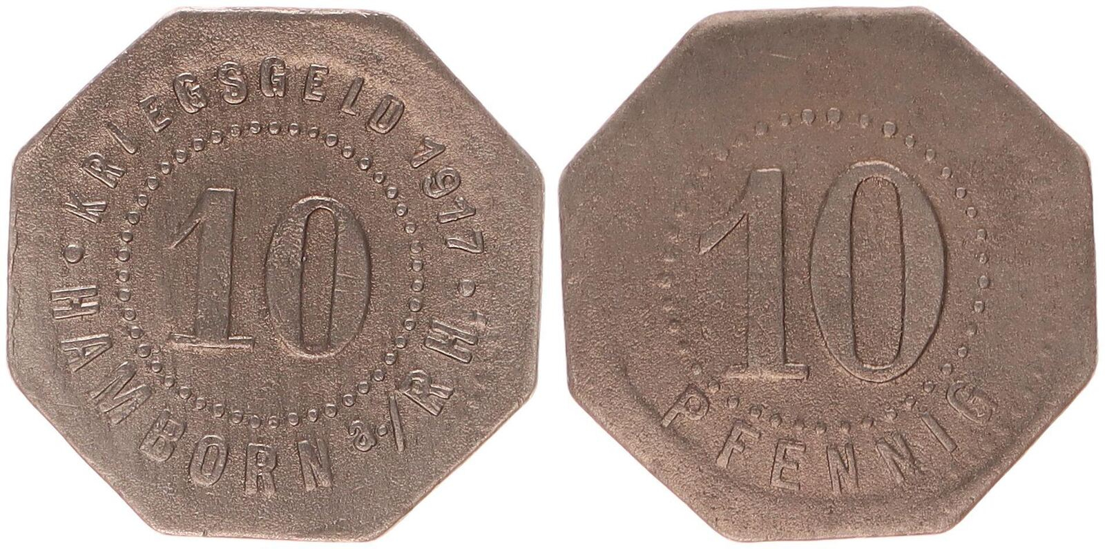 Hamborn 10 Pfennig 1917 Fehlpr gung VF MA Shops