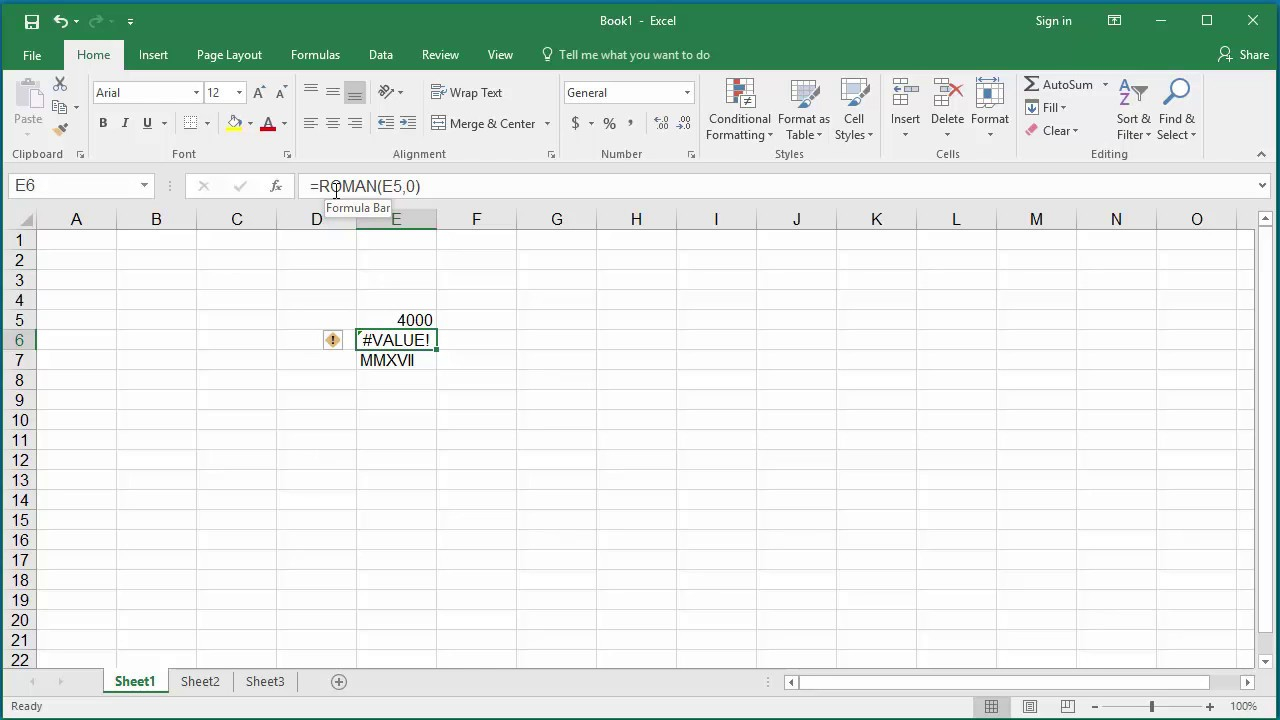 How To Convert A Number To Roman Numeral In Excel 2016 YouTube