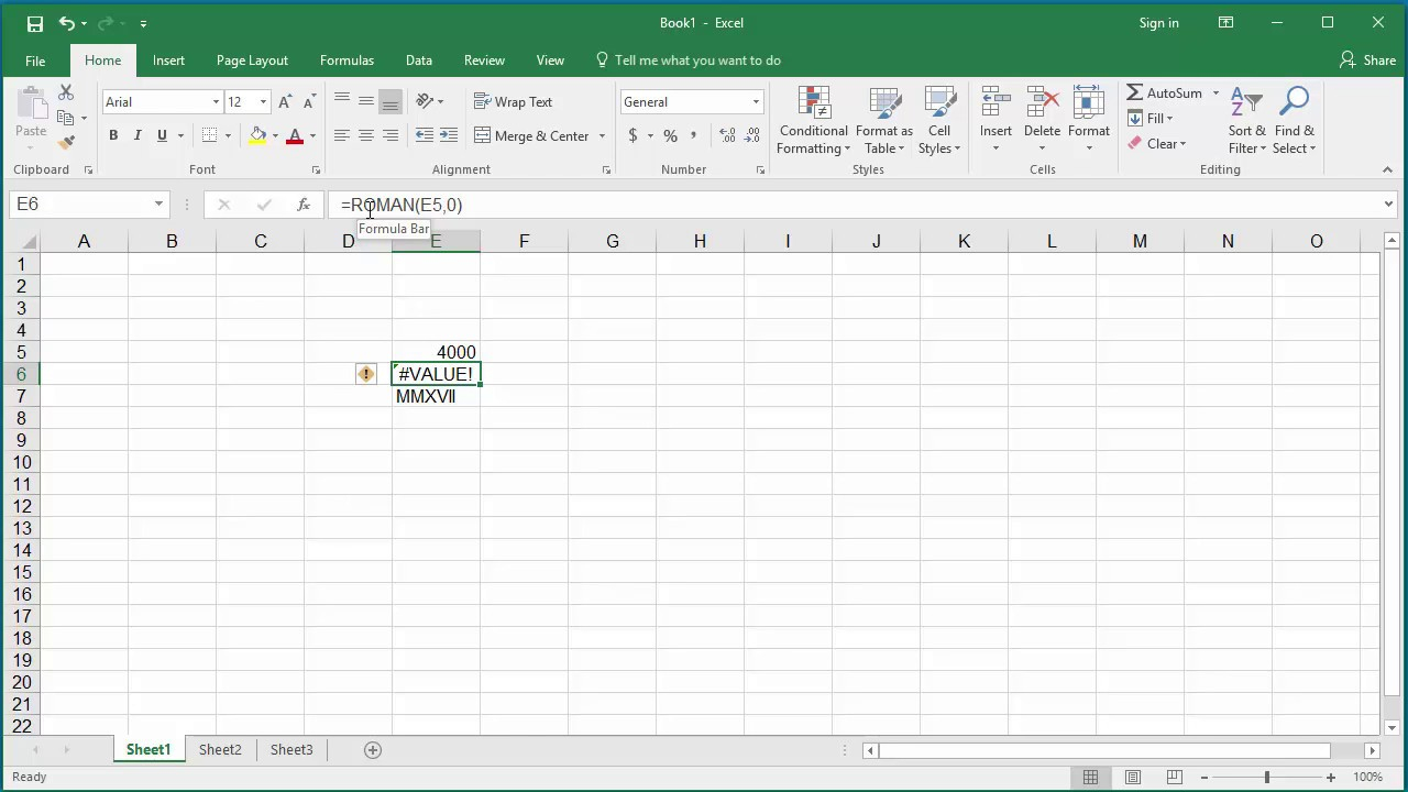 How To Write Roman Numbers In Excel Sheet