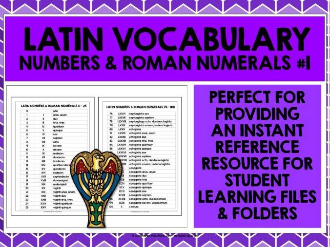 LATIN NUMBERS ROMAN NUMERALS 0 100 1 Teaching Resources