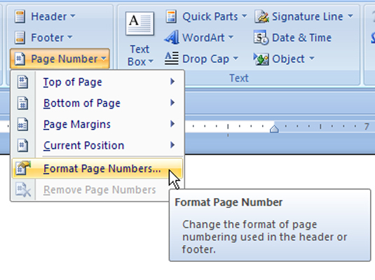Microsoft Word 2007 How To Number Some Pages In Roman Numerals And The 