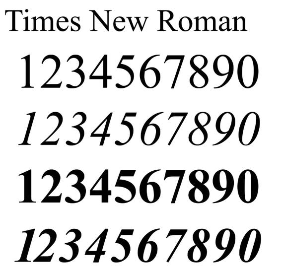 times new roman numbers
