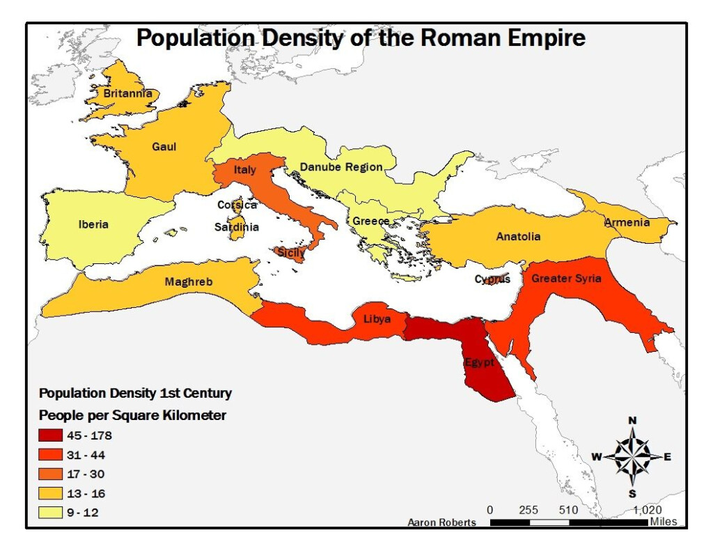 Population Density Of The Roman Empire 1st Century 1056 816 