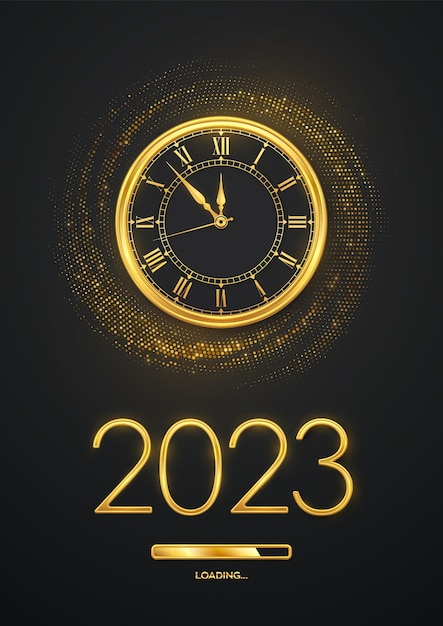 Premium Vector Happy New Year 2023 Golden Metallic Numbers 2023 Gold 