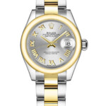 Replica Rolex Lady Datejust Silver Roman Numeral Gold Steel Watch