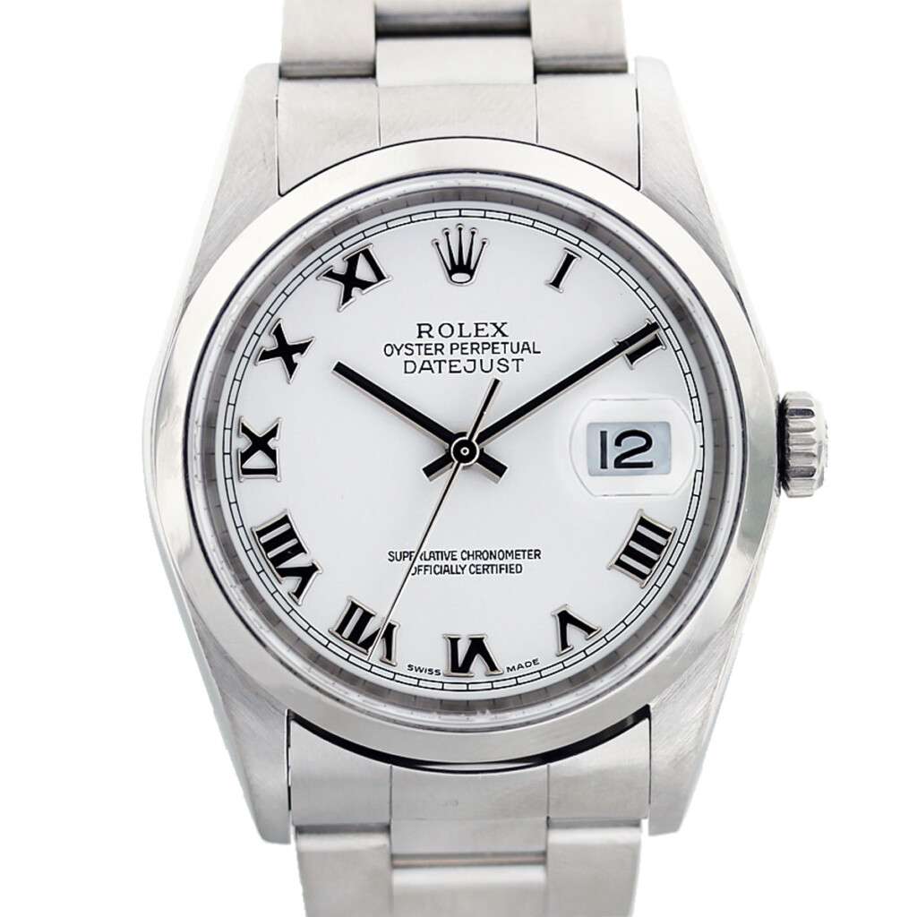 Rolex Datejust 16200 White Roman Numeral Dial Stainless Steel Watch