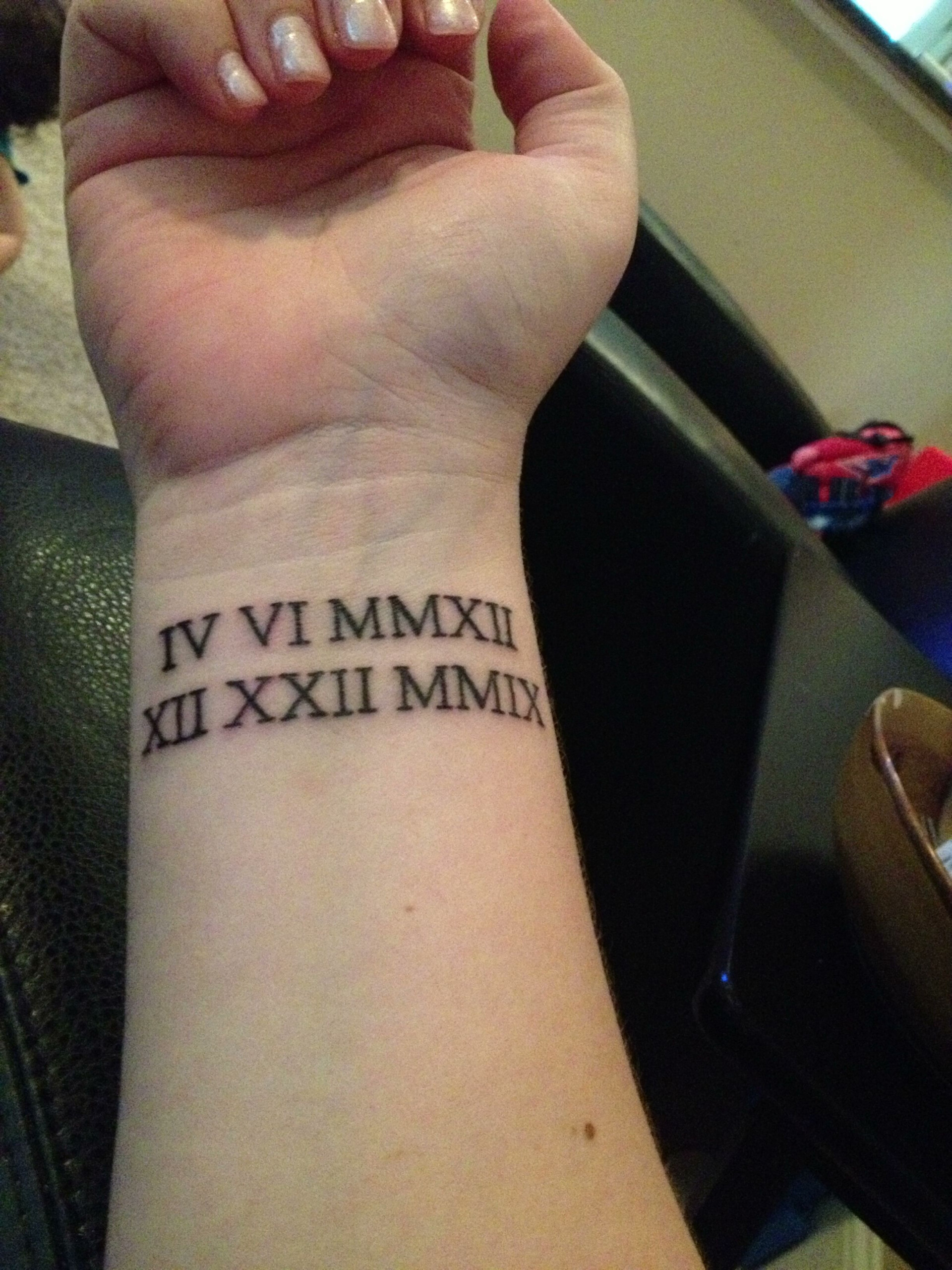 Roman Numeral Birthday Tattoo Forearm TATOERA