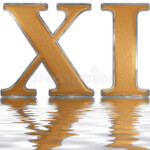 Roman Numeral XI Undecim 11 Eleven Reflected On The Water Surface