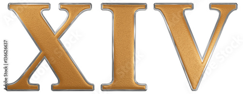  Roman Numeral XIV Quattuordecim 14 Fourteen Isolated On Whit 