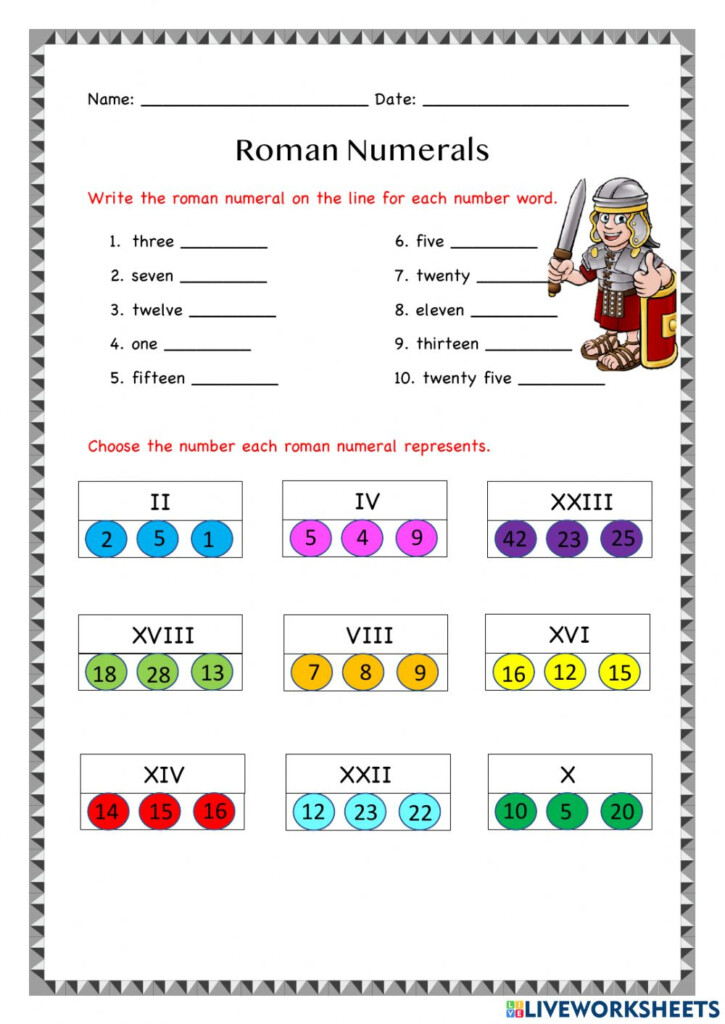 Roman Numerals Activity For 3