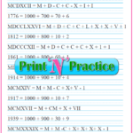 Roman Numerals Chart Roman Numeral Conversion Worksheets