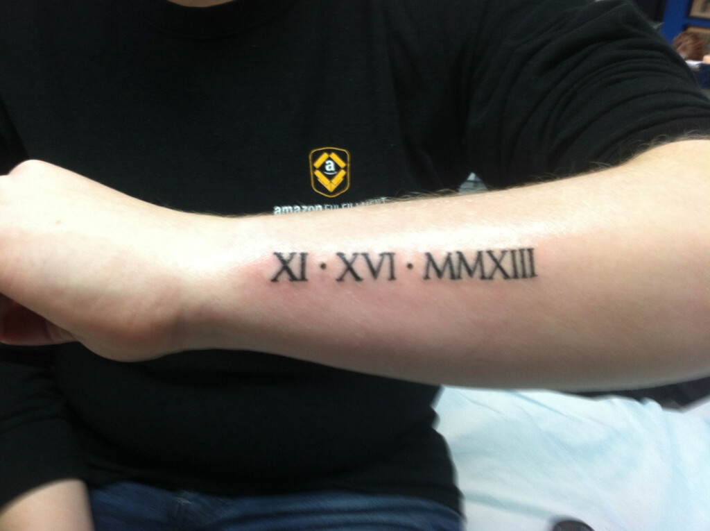 Roman Numerals Tattoo Of Ian s Birthday On My Arm Roman Numbers 