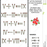 Visual Math Puzzle With Roman Numerals And Matchsticks Stock