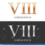 8 VIII Luxury Gold And Silver Roman Numerals Sign Logo Symbol