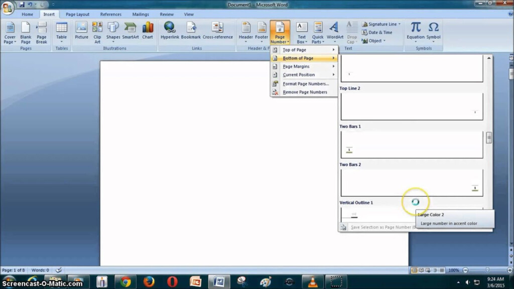 How To Insert Page Numbers And Roman Numerals In Word 2007 YouTube