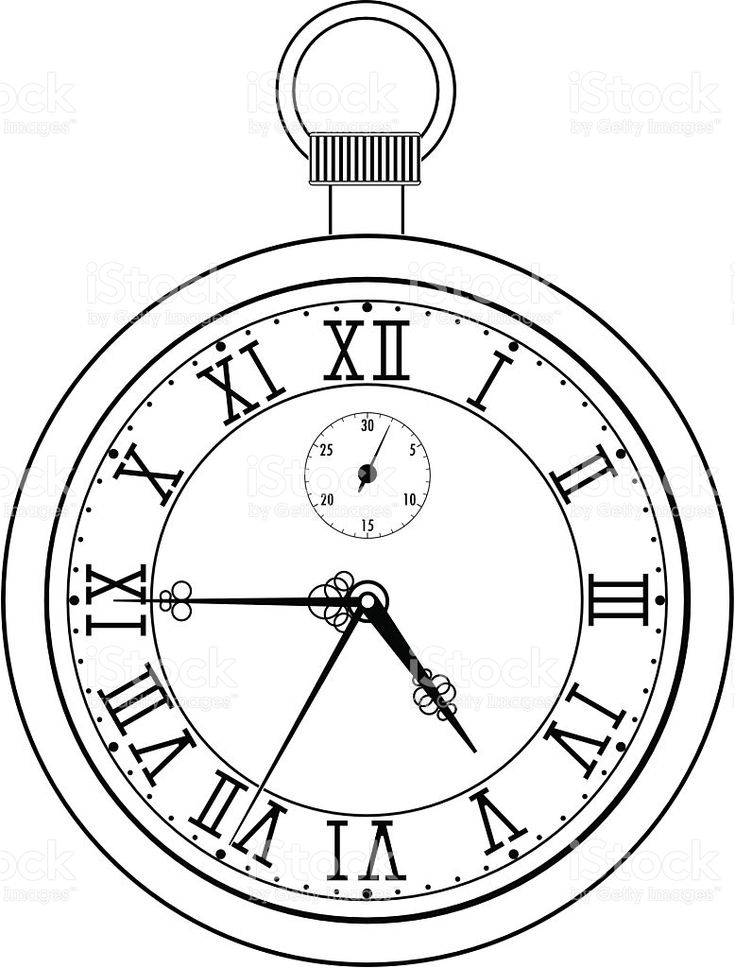 Pocket Watch With Roman Numerals Vector Illustration Isolated On 