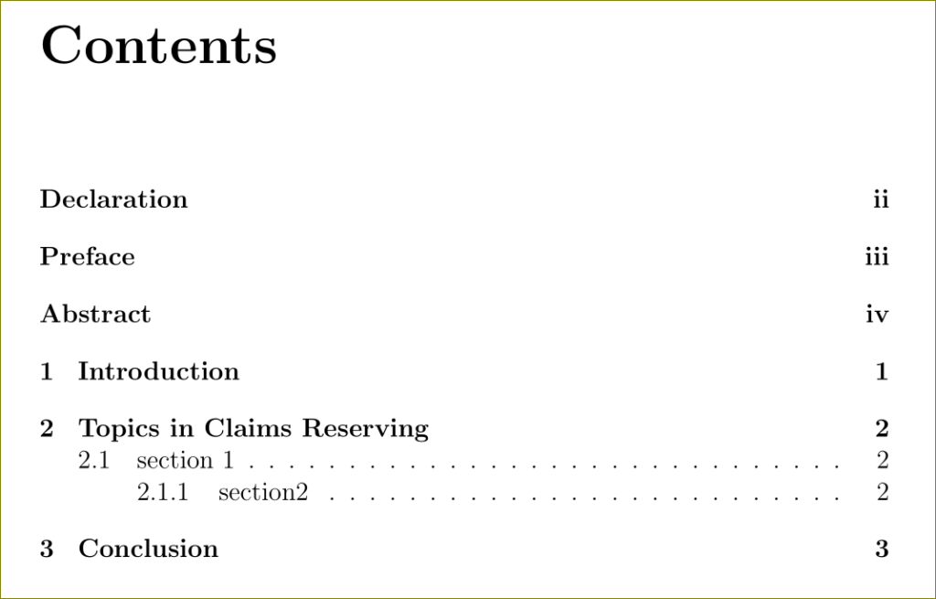 Roman Numbering In Table Of Contents Using Report TeX LaTeX Stack 