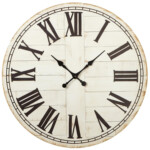 36 25 Weathered Whitewash Wall Clock With Black Roman Numerals