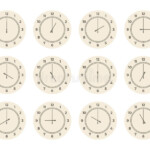 Clock Hours Set Round Watch Faces With Arabic Roman Numbers Twelve