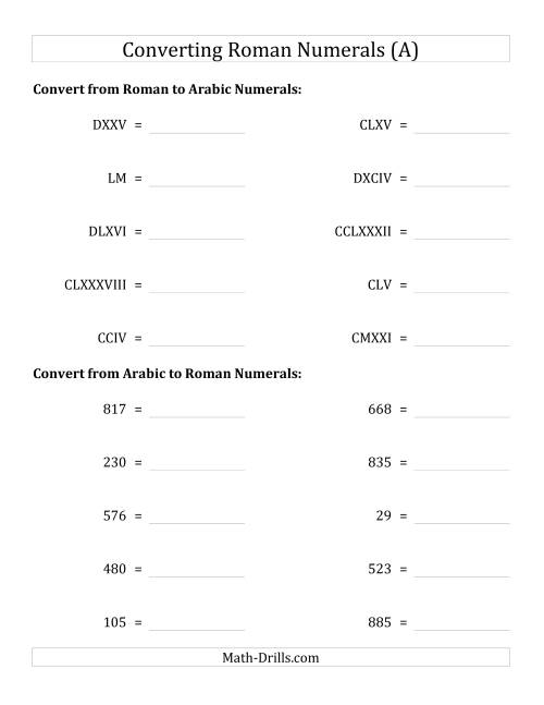 Converting Compact Roman Numerals Up To M To Standard Numbers A 