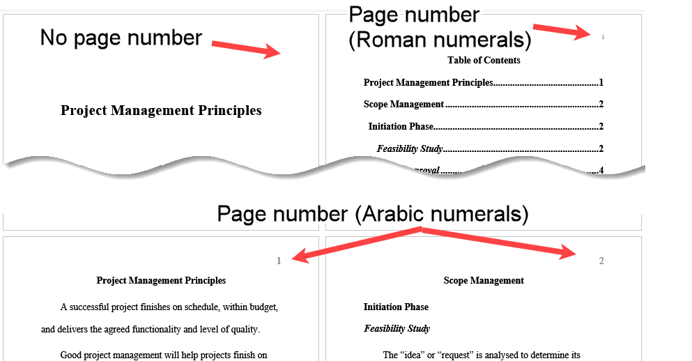 Create A Table Of Contents With Roman Numeral Page Numbers