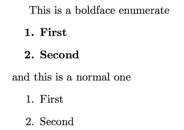 Enumerate Bold List Item For Entire List TeX LaTeX Stack Exchange