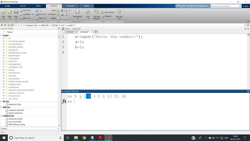 Fibonacci Series In MATLAB Without Built in Function MATLAB For 