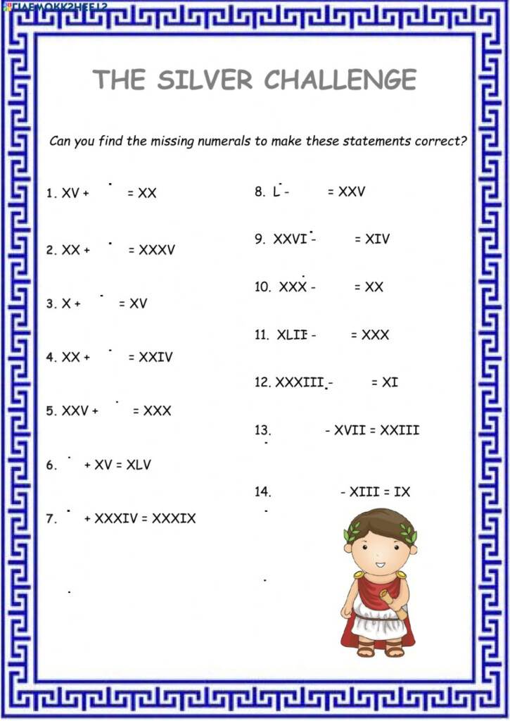 Fifth Grade Math Worksheets Free Printable K5 Learning Roman Numerals 
