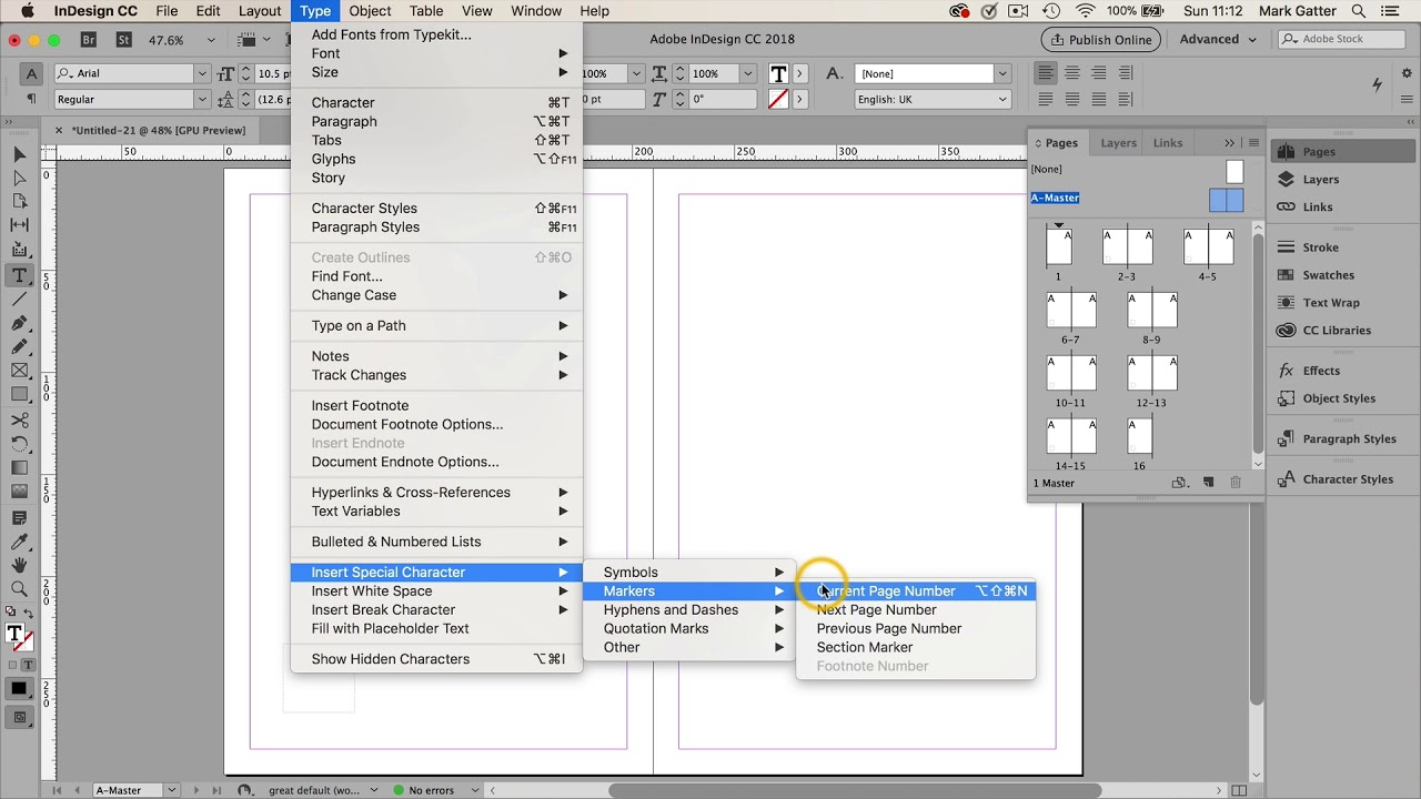 How To Add Automatic Page Numbering In Adobe InDesign CC YouTube