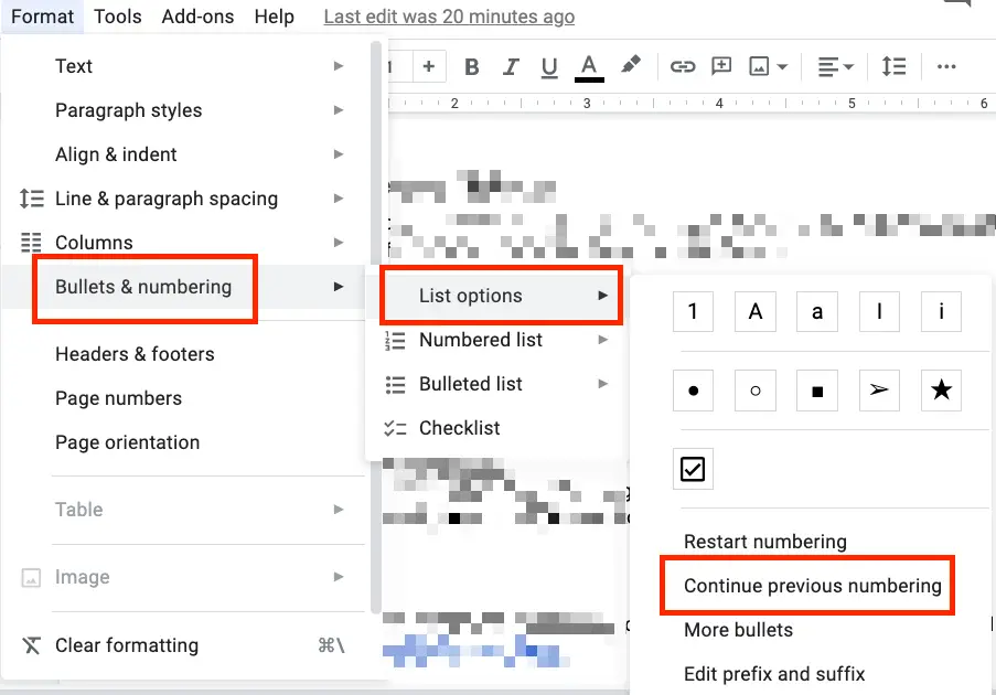 How To Restart Numbering In Google Docs