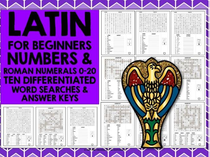 LATIN NUMBERS ROMAN NUMERALS 0 20 WORD SEARCHES Teaching Resources