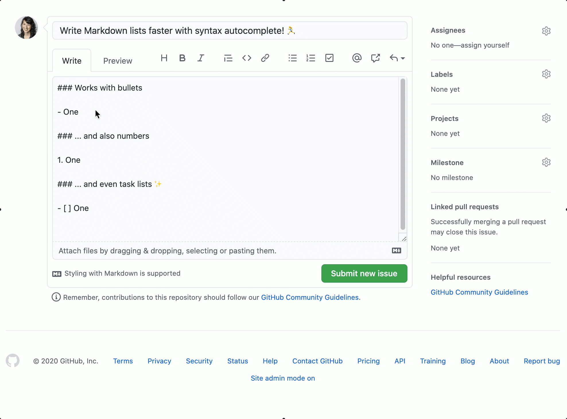 Markdown List Syntax Now Autocompleted GitHub Changelog