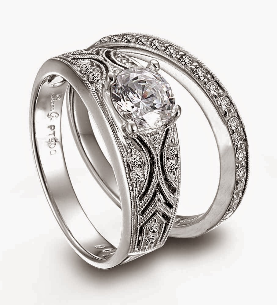 Matching Hand Engraved Wedding Ring Sets Model