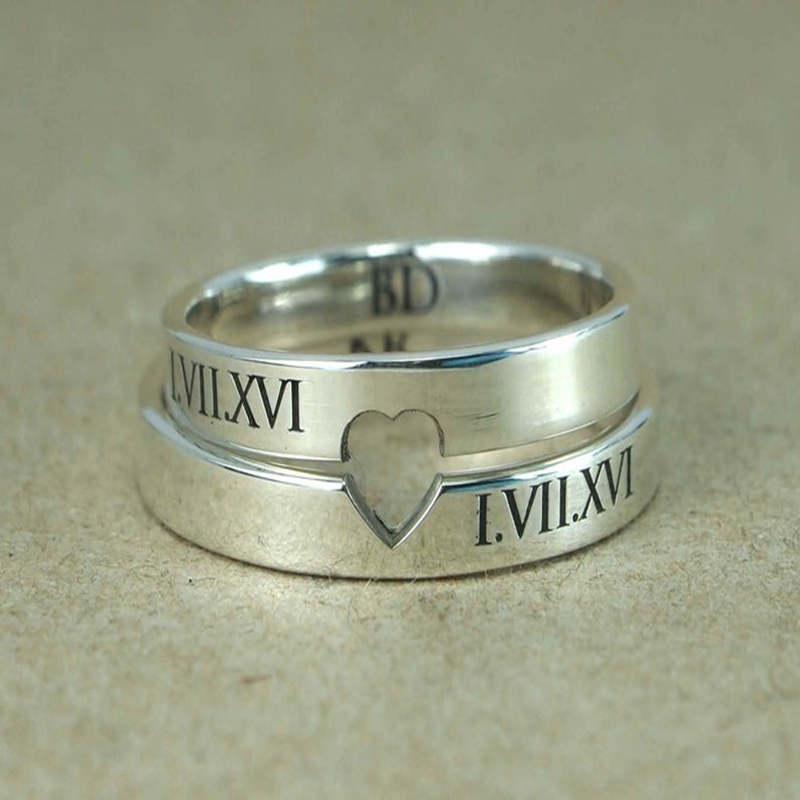 Personalized Roman Numbers Ring Date Engraving Ring