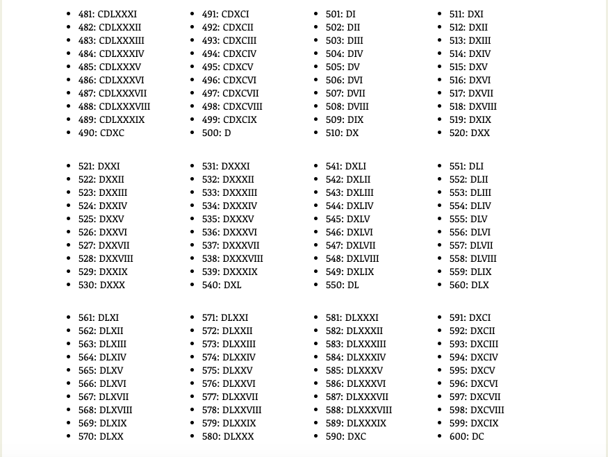 Roman Numbers 1 To 1000 Full Chart Jemitwc Download Printable Roman 