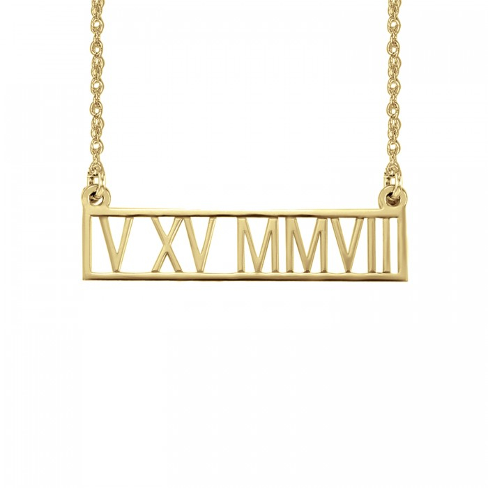 Roman Numeral Date Necklace 5x30mm