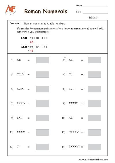 Roman Numerals To Arabic Numbers Roman Numerals Fun Math Numeral